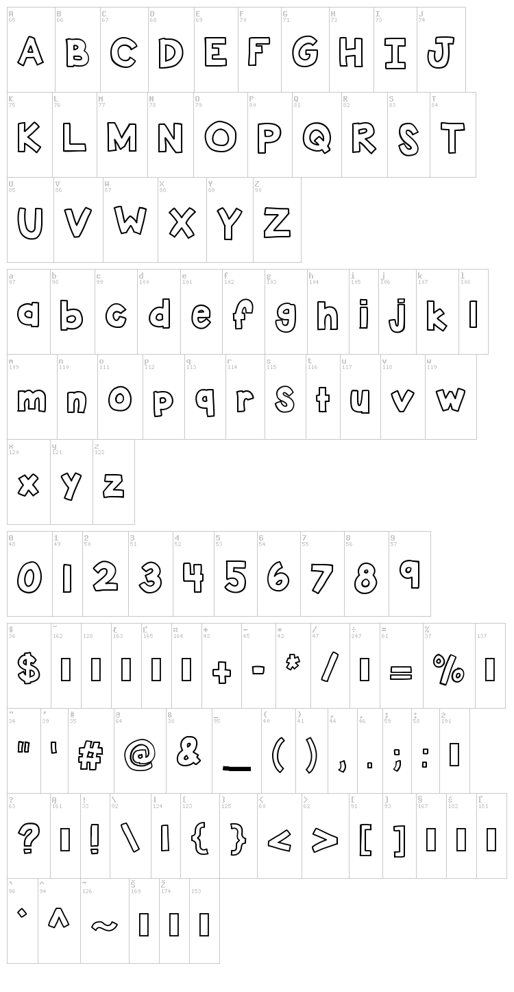 KB Stick to It font map
