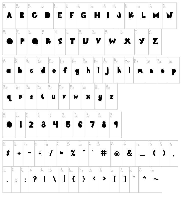 Paper Cutout font map