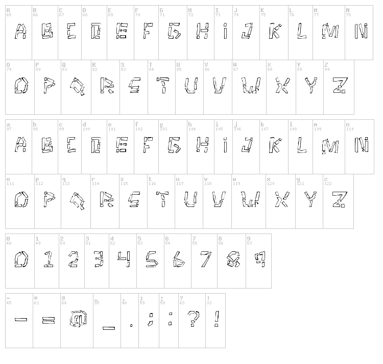 Tikitype font map