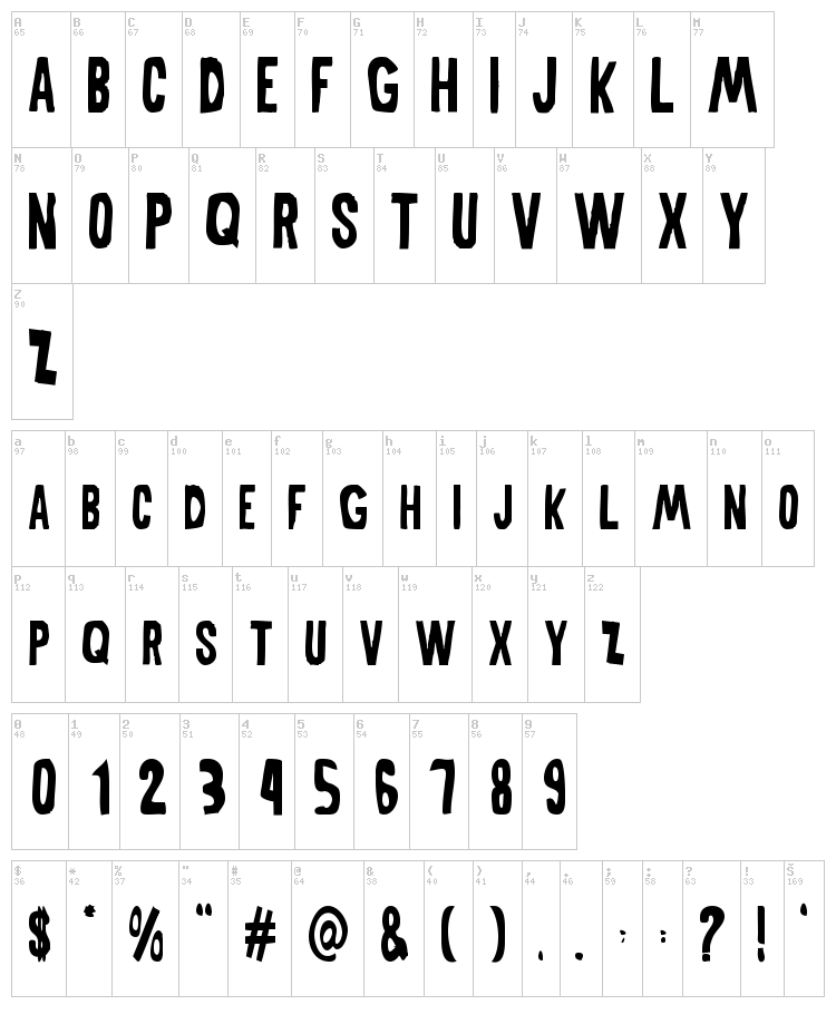 Middle Woman font map