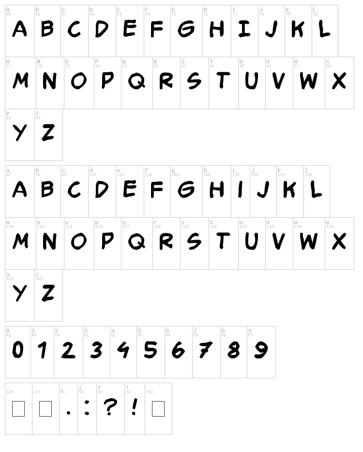 Smack Typographik font map