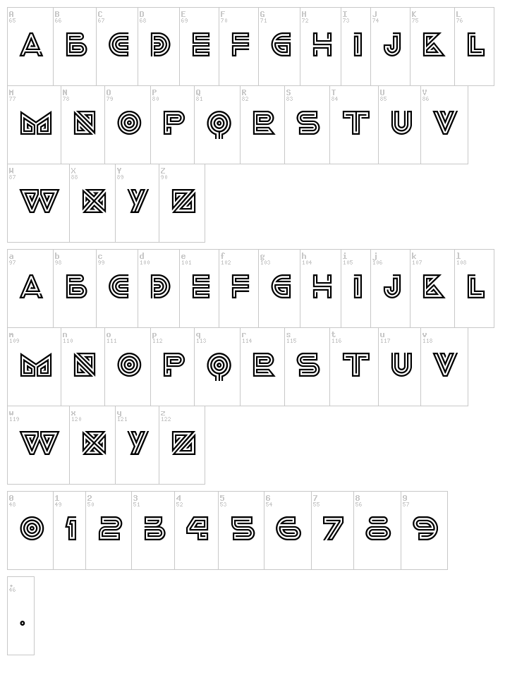 Ideoma Liner font map