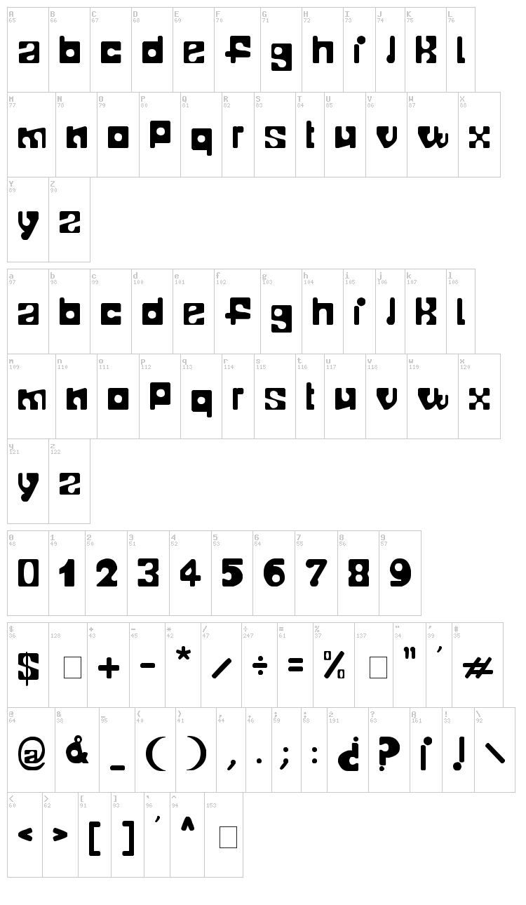 Telopone font map