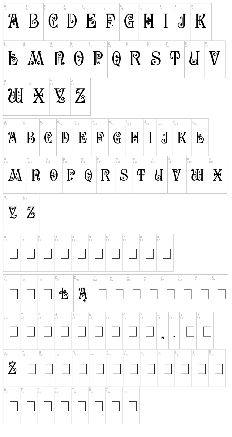 Secesja PL font map