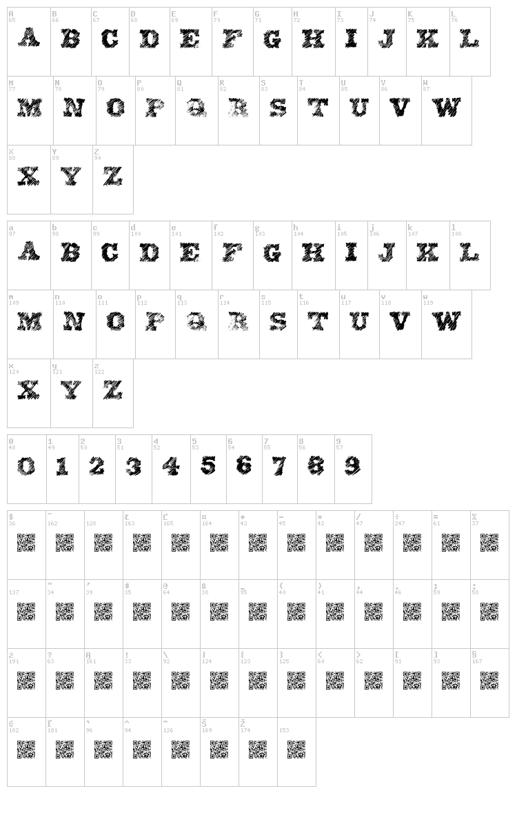 Eighty One font map