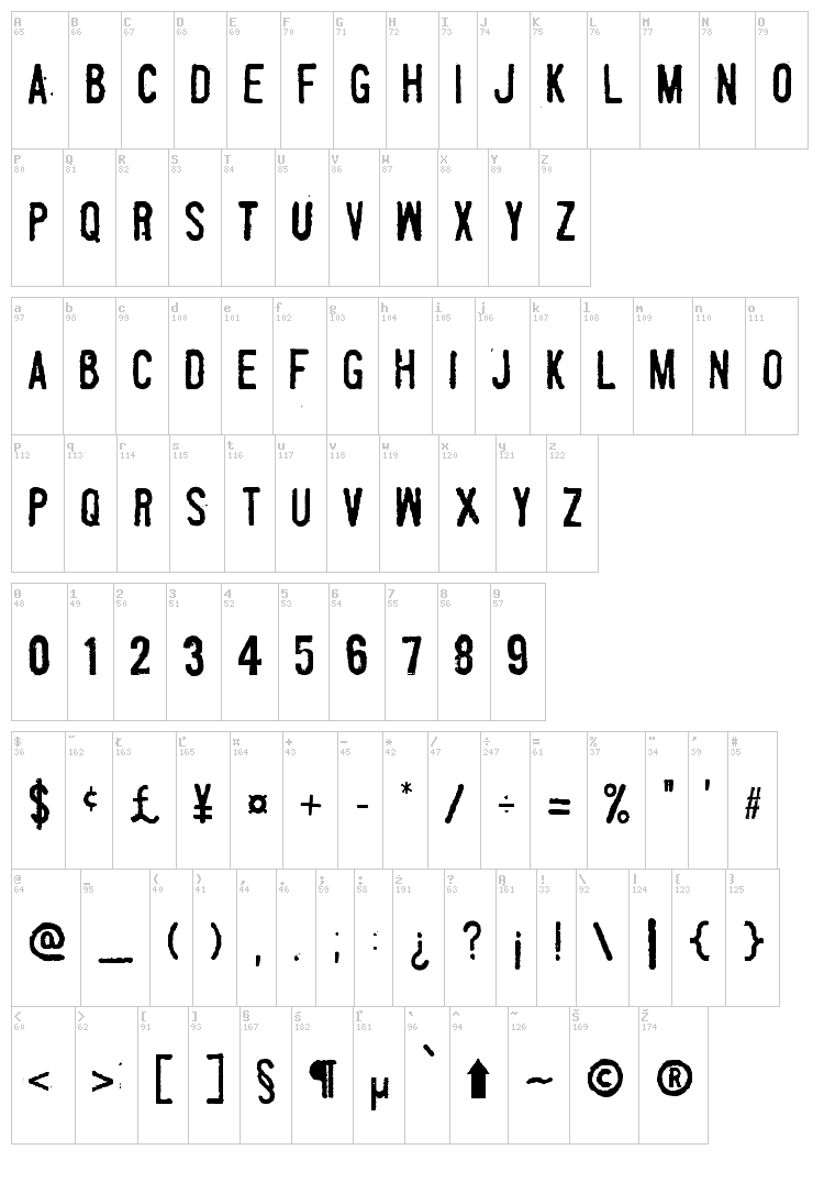 Fueled by Schlitz font map