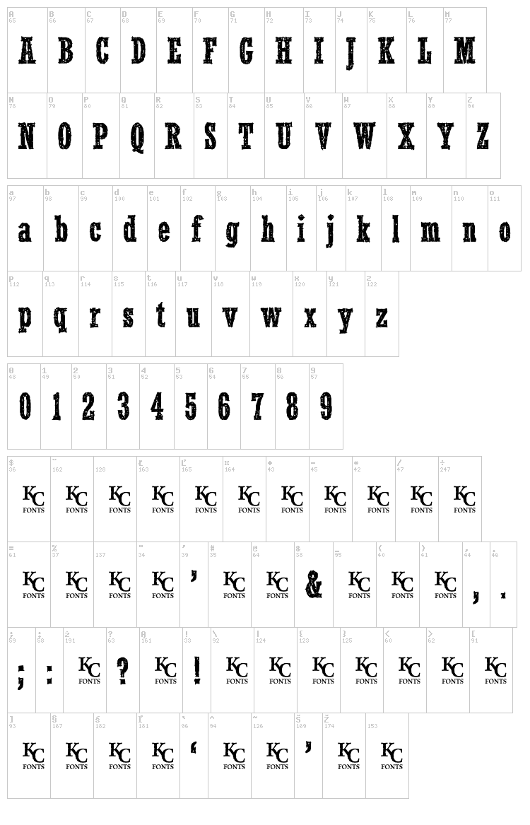 Smoke In The Woods font map
