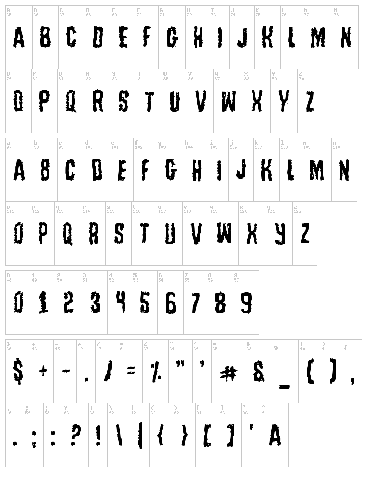 Tussle font map