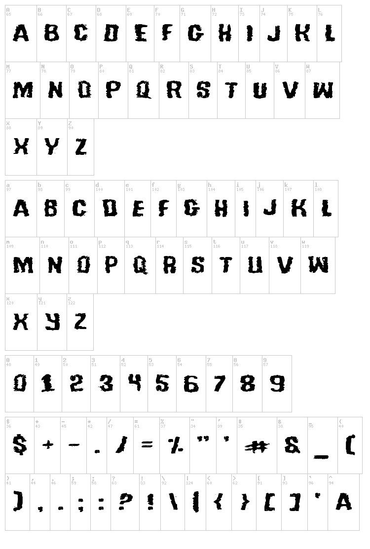 Tussle font map
