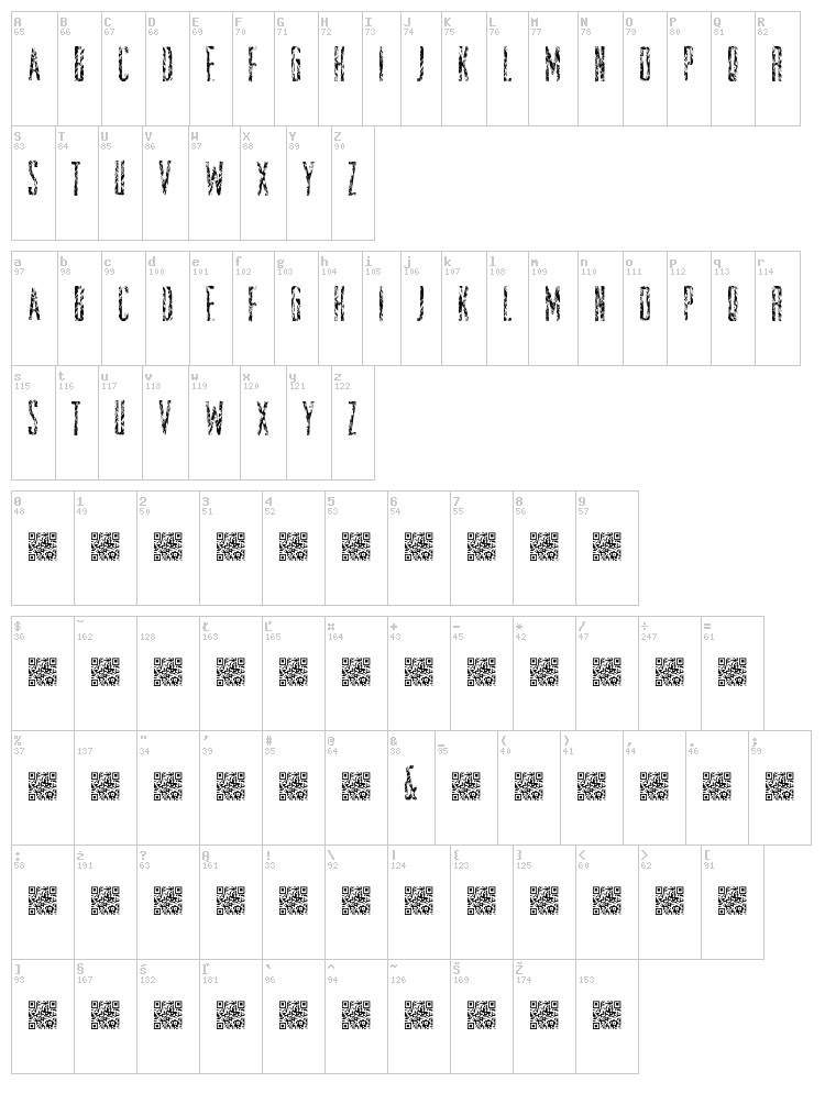 Zombie Story font map