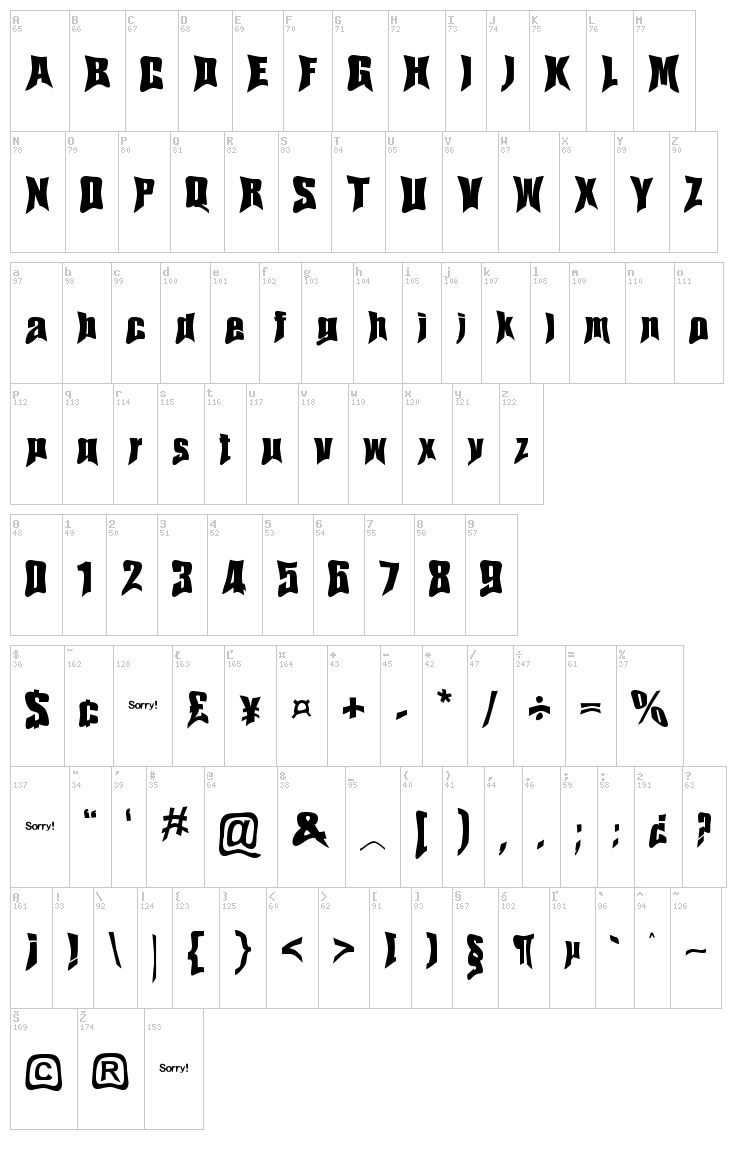 Haelvsen font map