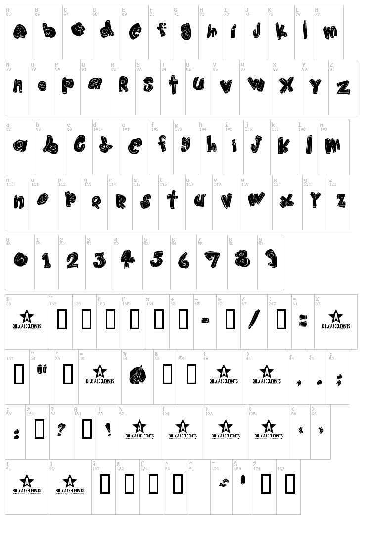 Hangup font map