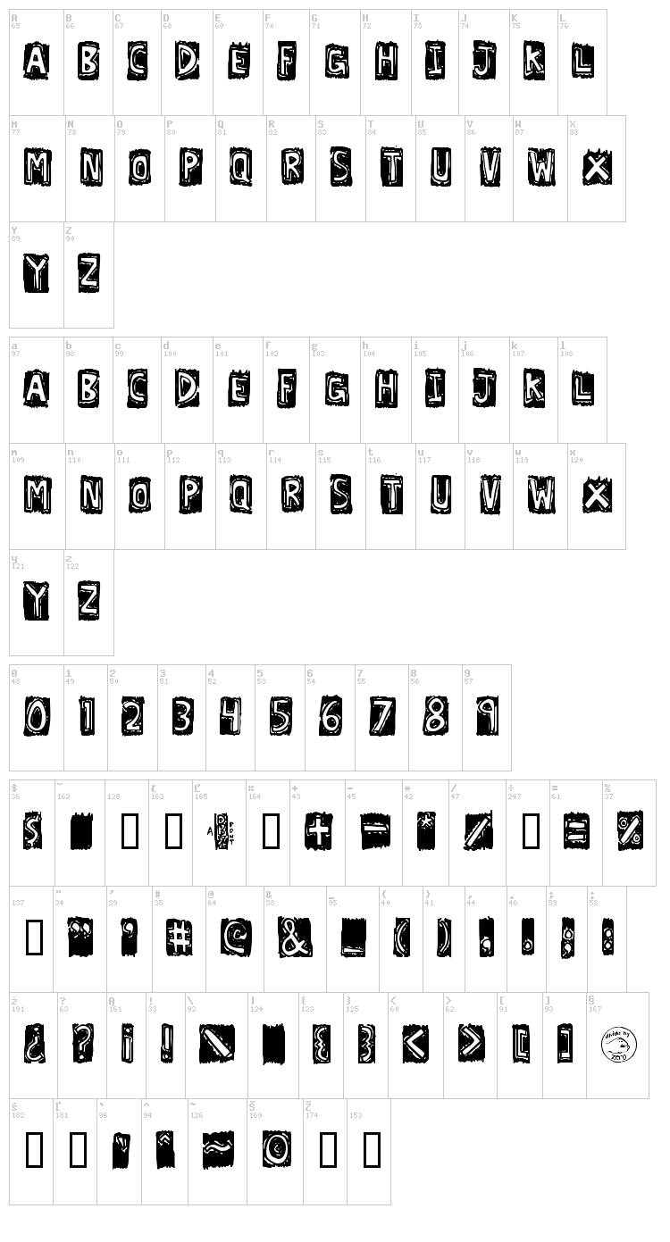 Lexographer font map