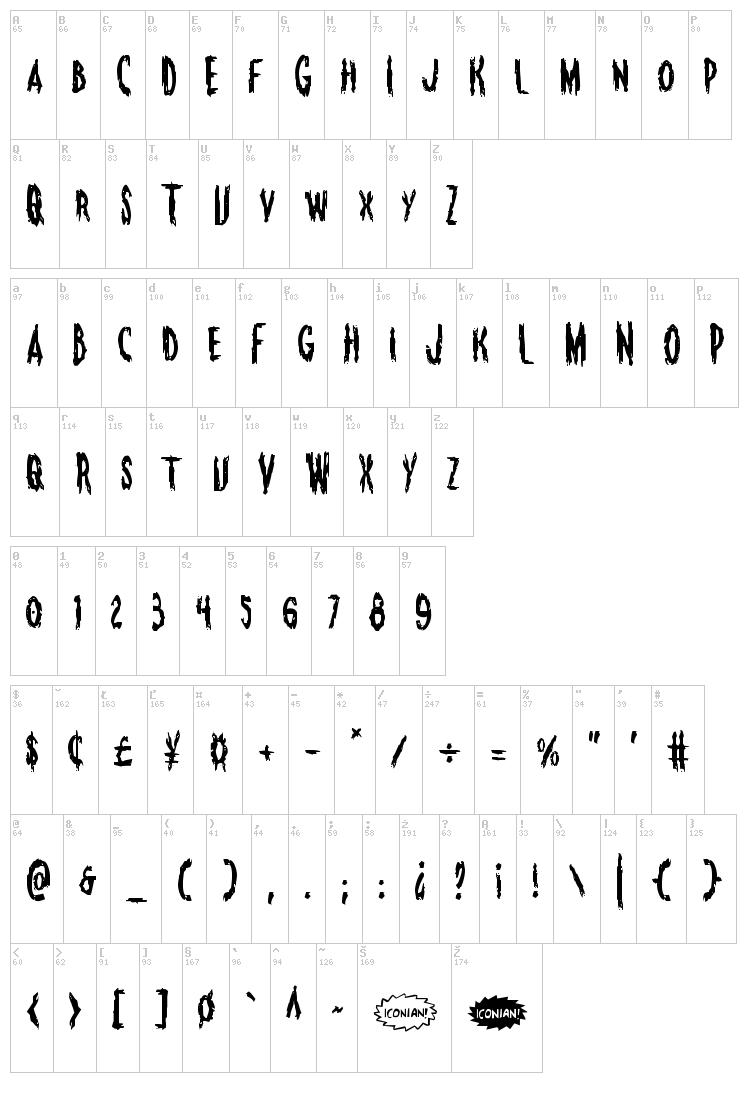 Monsterama font map