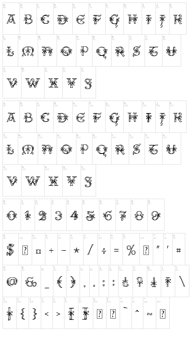 Ales & Hegar Raw font map