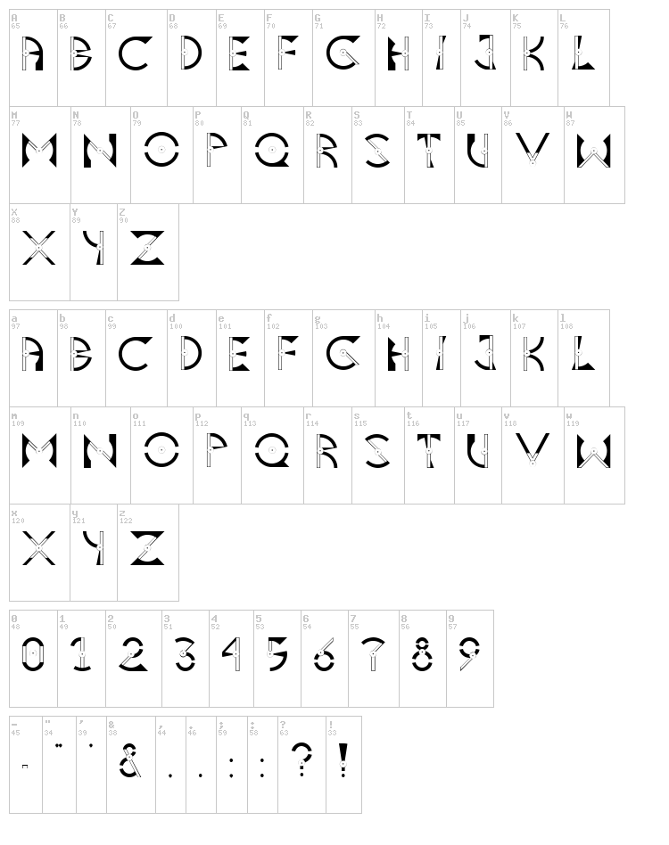 Asteria font map