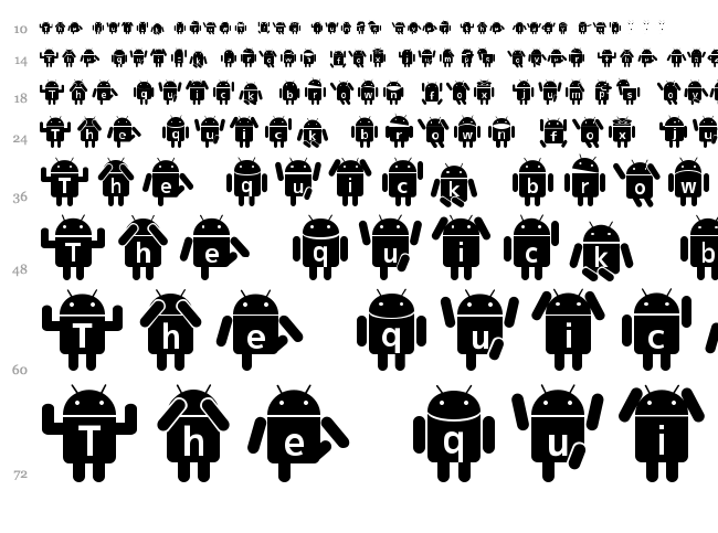 Droid Robot font waterfall