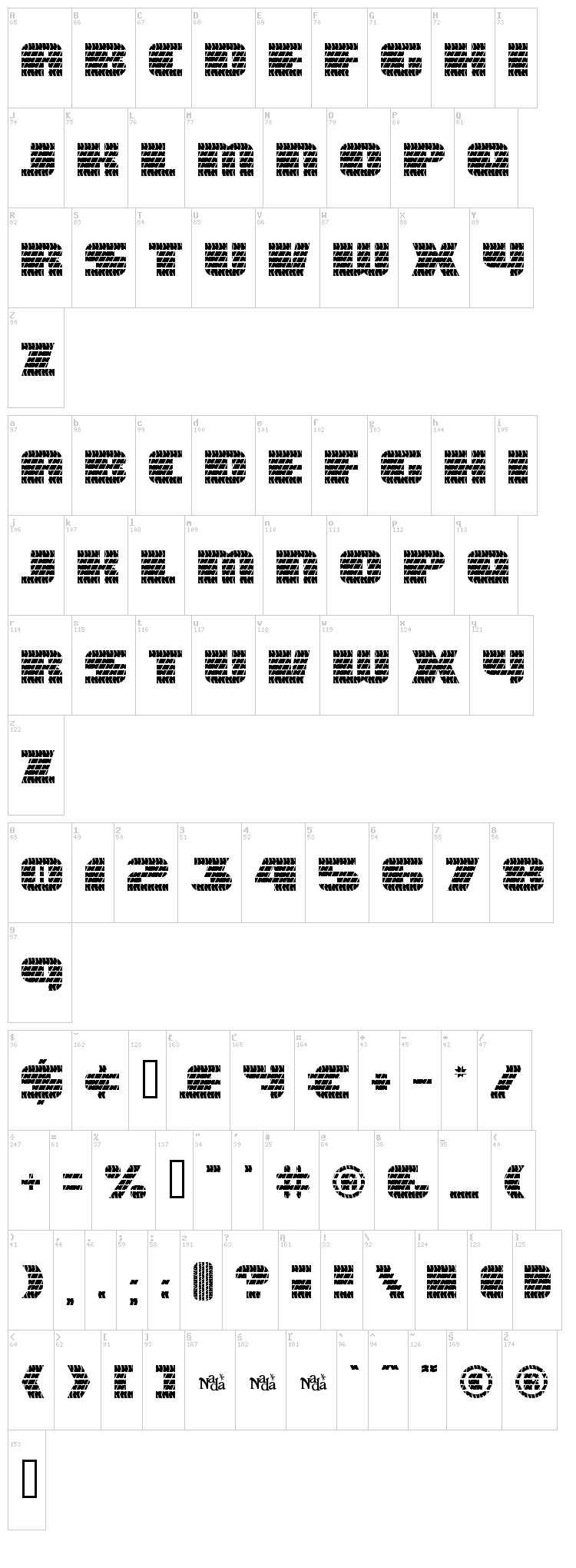 Eagle GT II font map