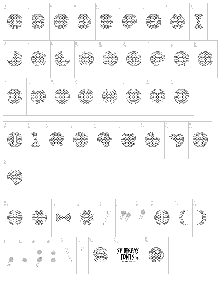Golfabet font map