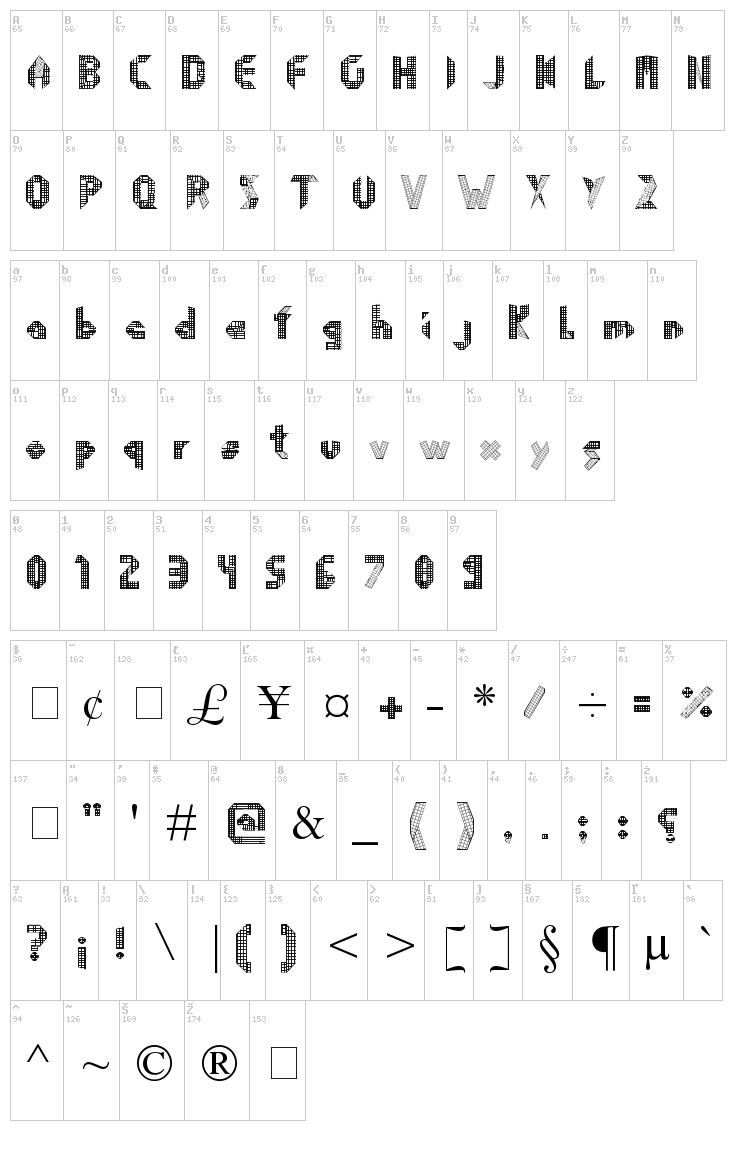 Origami font map