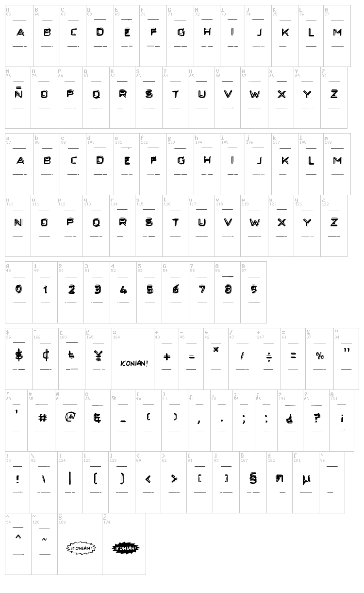 Secret Files font map