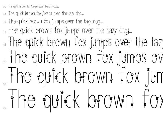 Thin Paws font waterfall