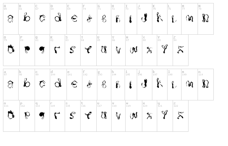 Twistbraid font map
