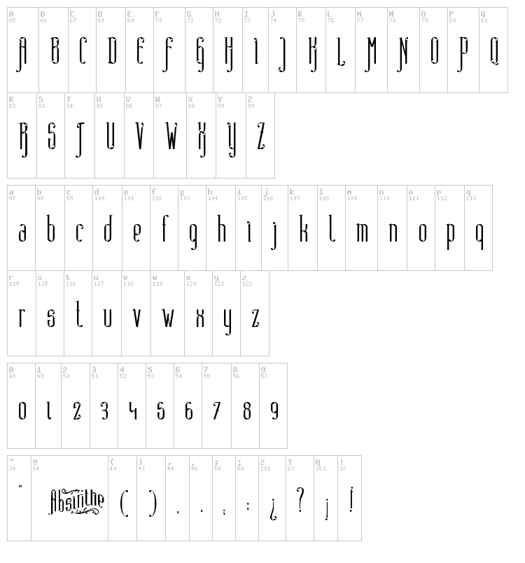 Absinthe FT font map