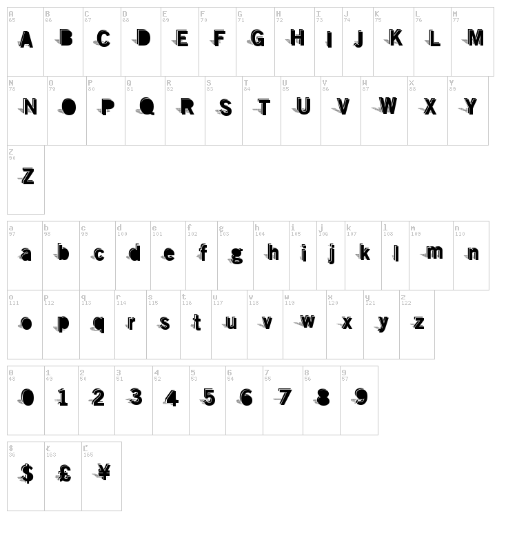 Double Shadow font map