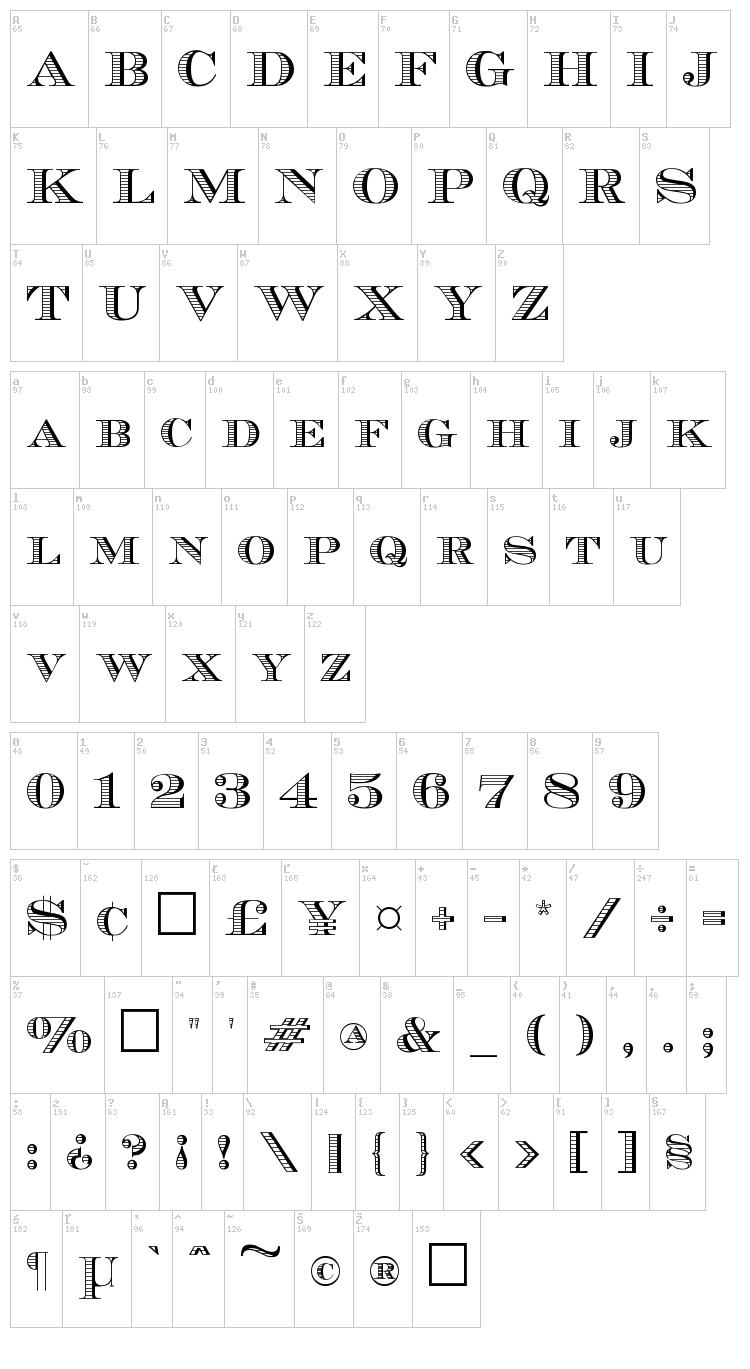 Ecuyer DAX font map
