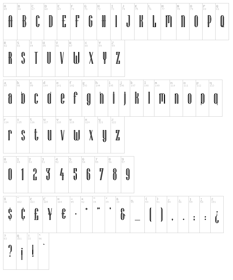 Lagniappe Inline font map