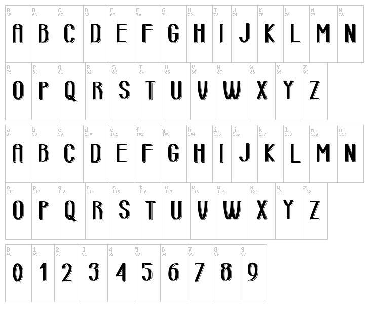 Retro Lined Area font map