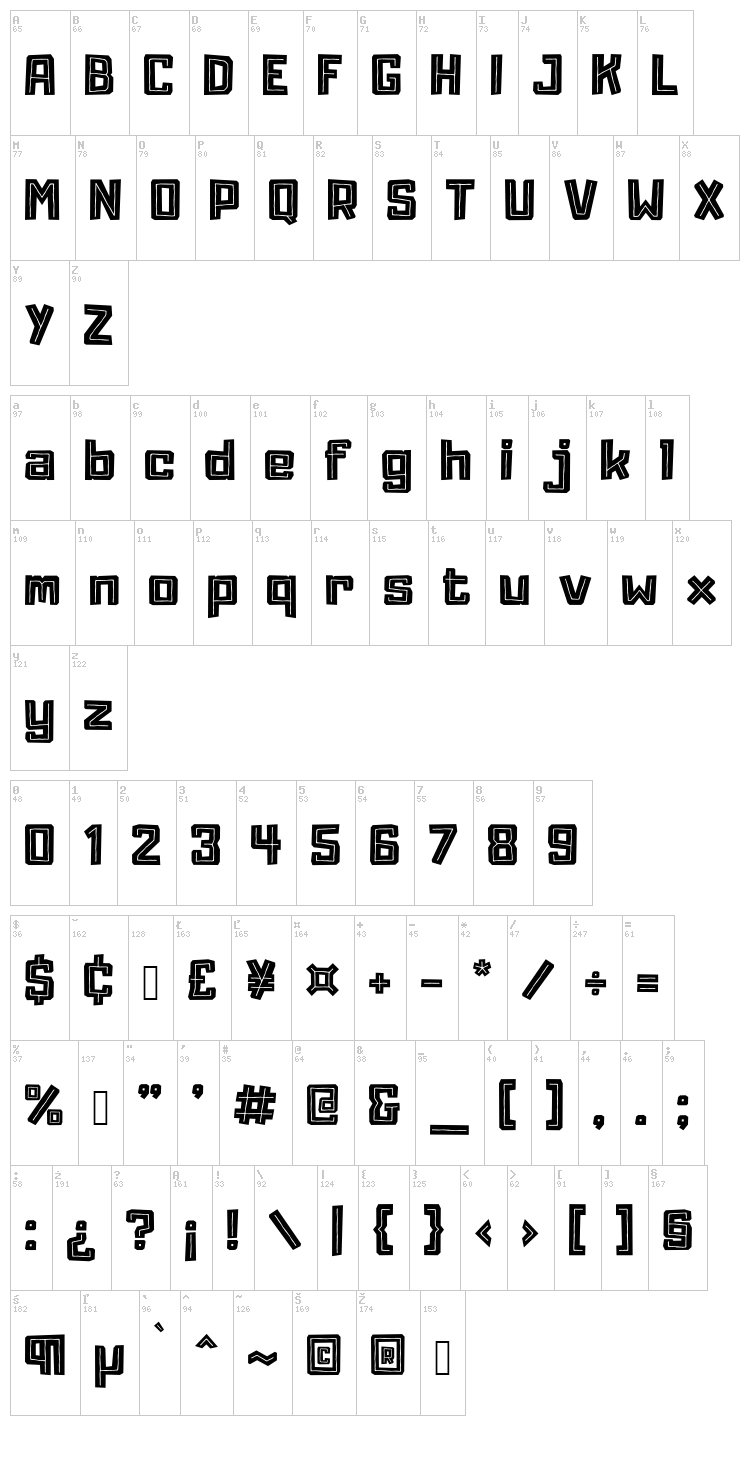 Adumu font map