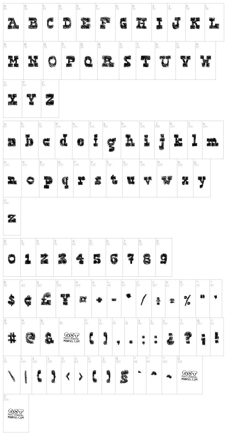 Blockography font map