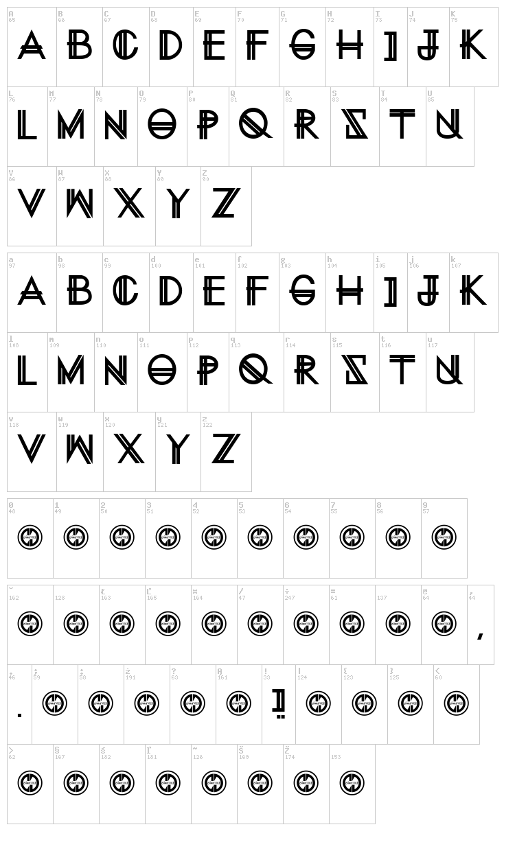 Eternity Now font map