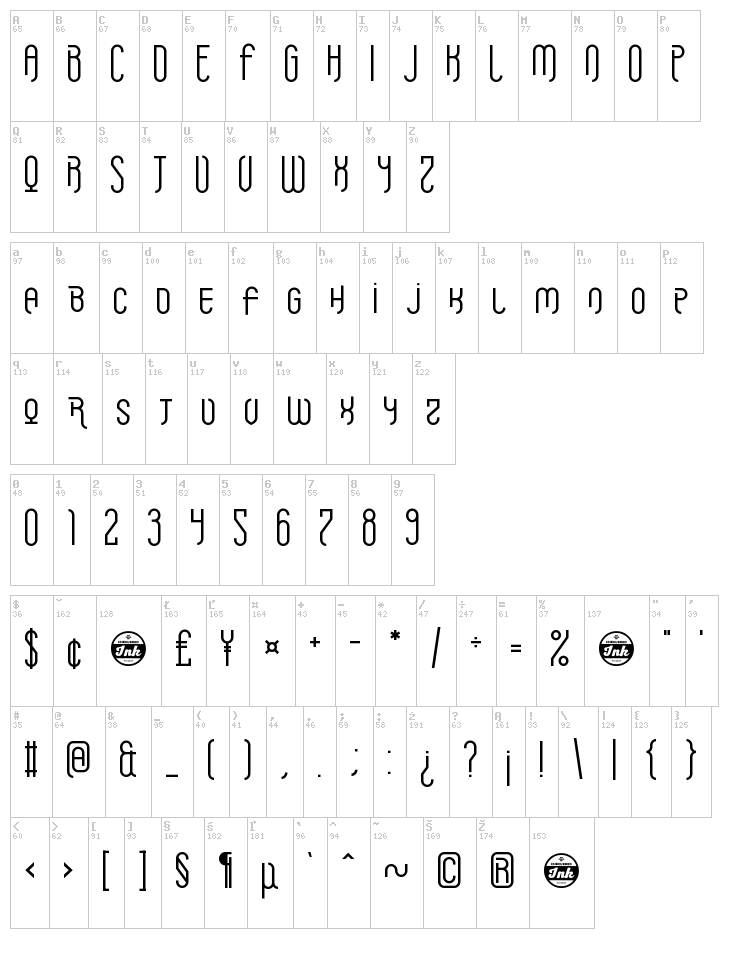 Griefmachine font map