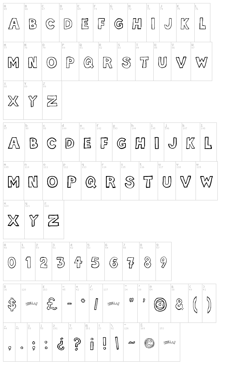 hellafont font map