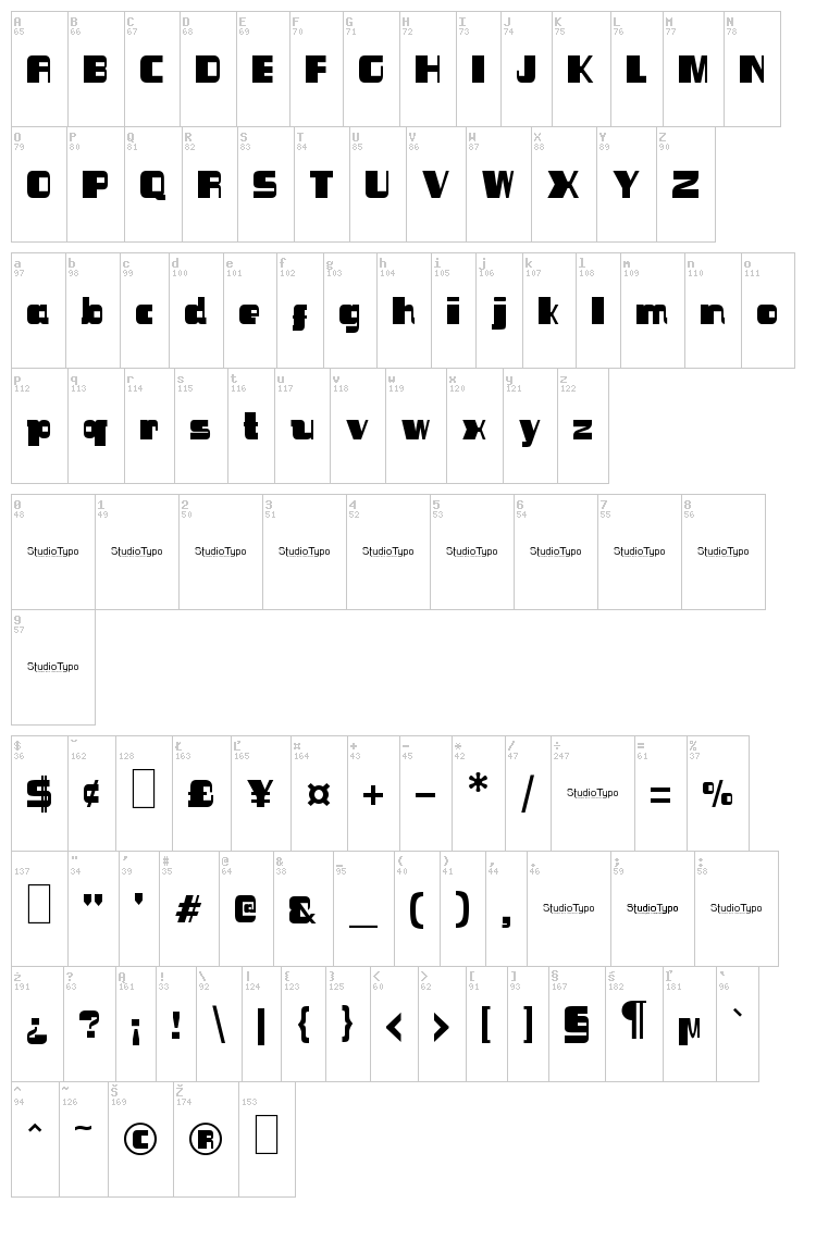 Sinema font map