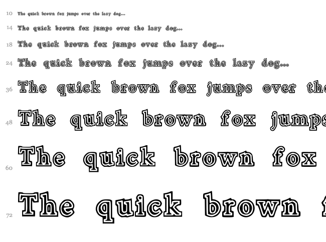 Totaly Outline font waterfall