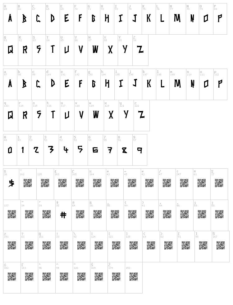 Waste Factory font map