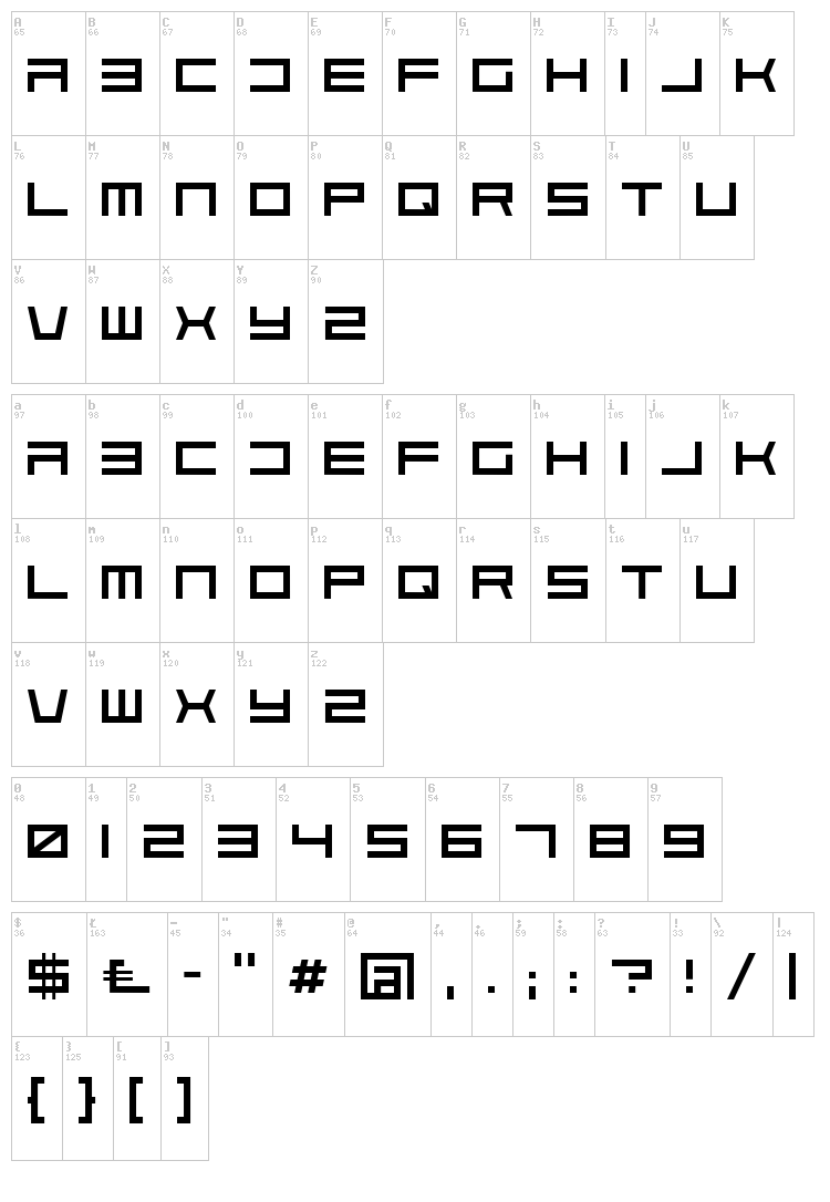 Solaria font map