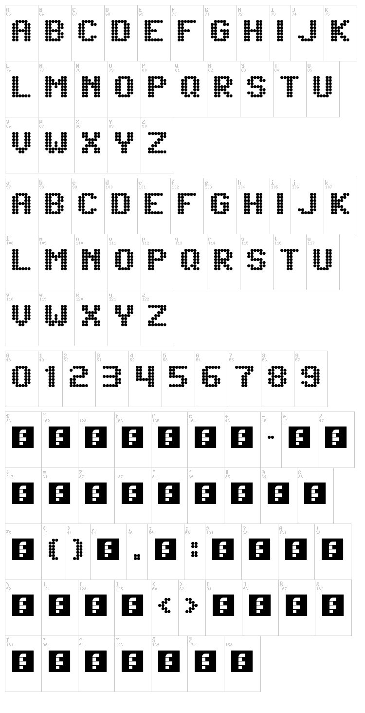 Lightdot 7x6 font map