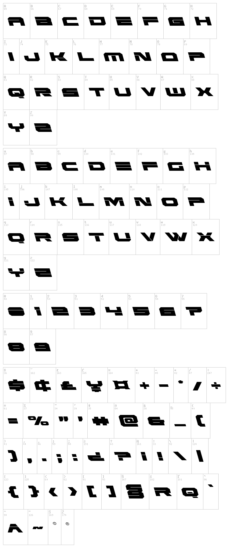 Eridanus font map
