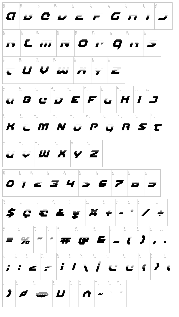 Gunner Storm font map