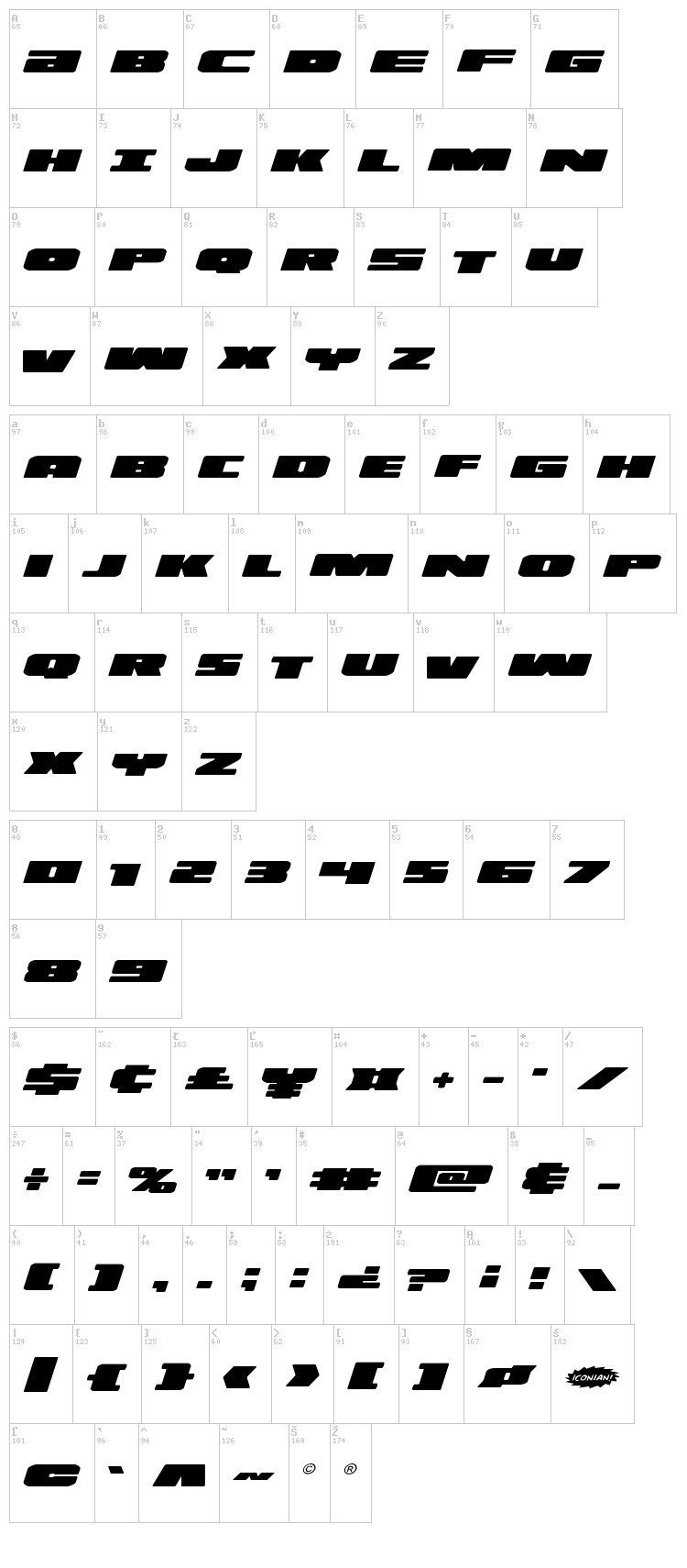 Illumino font map