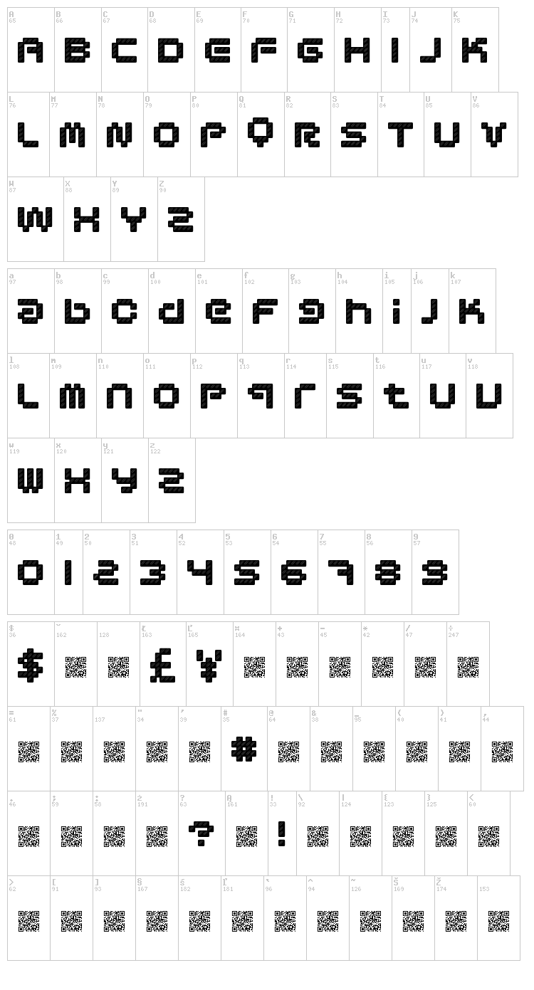 Designer Pixels font map