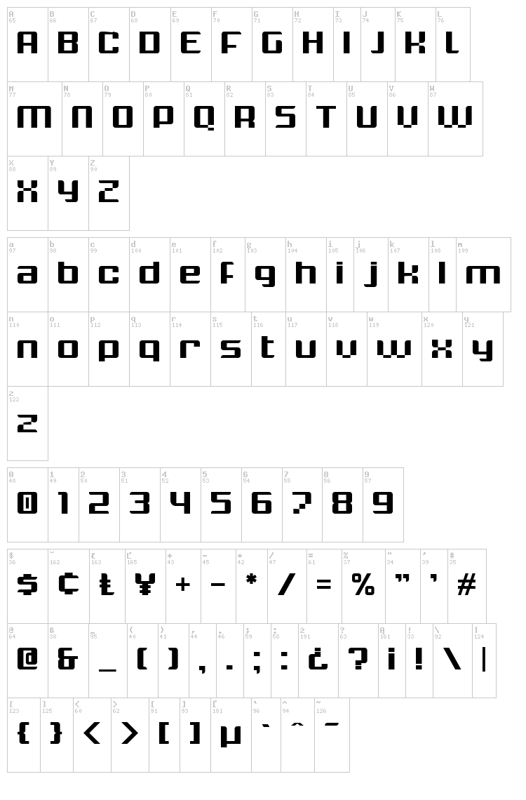 Krunch font map