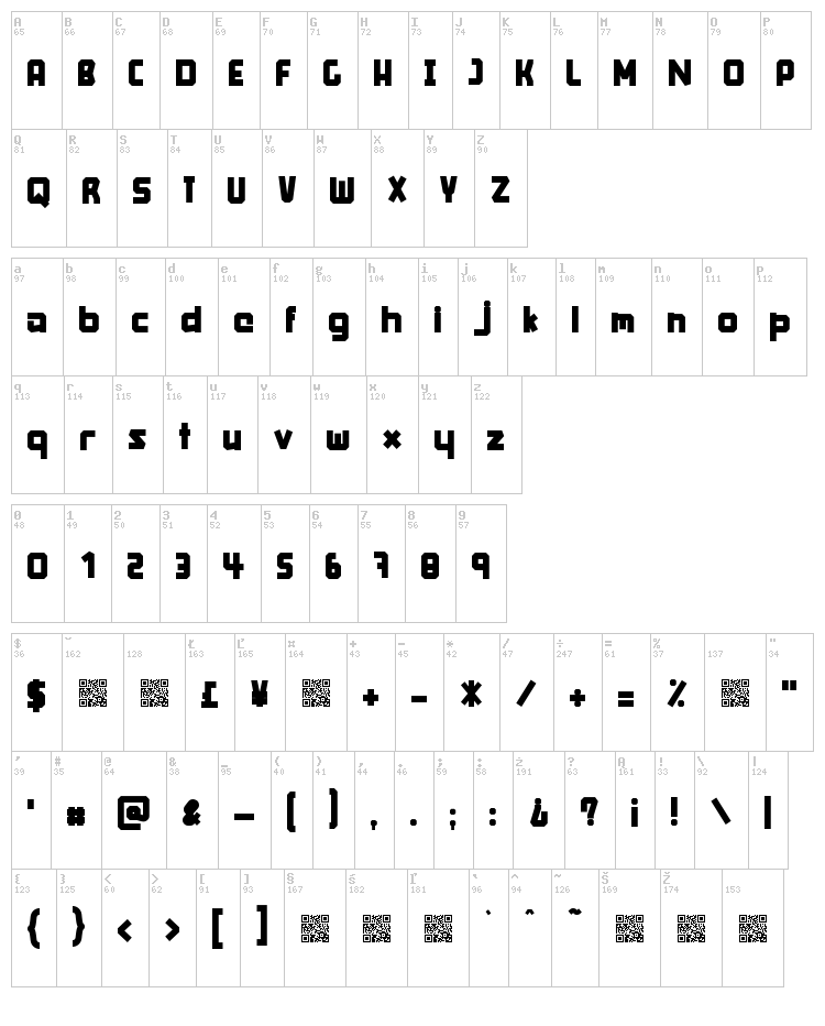 Squanch font map
