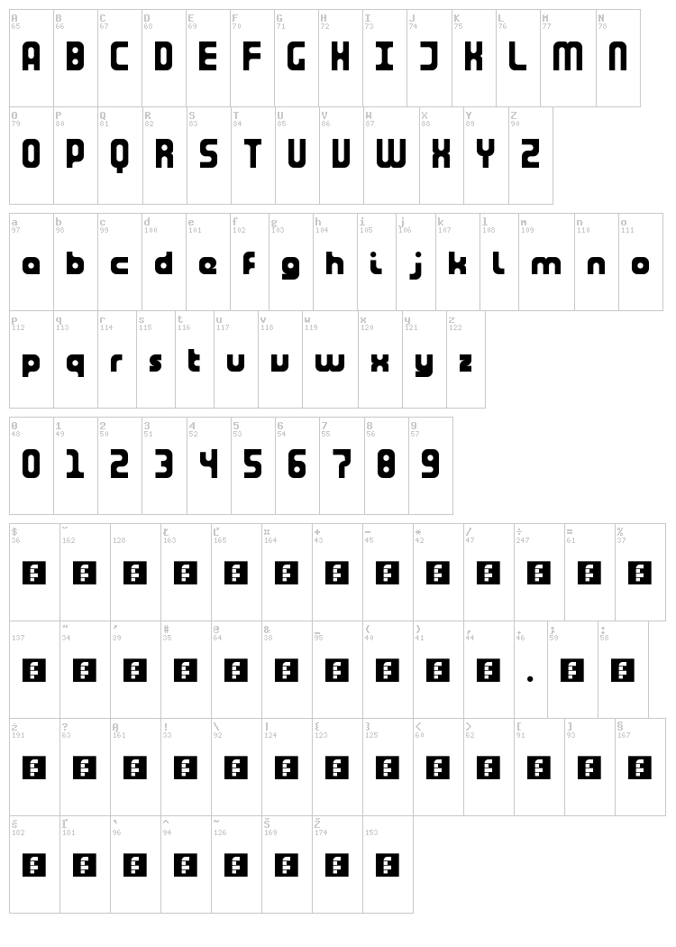 Tuning Fork font map