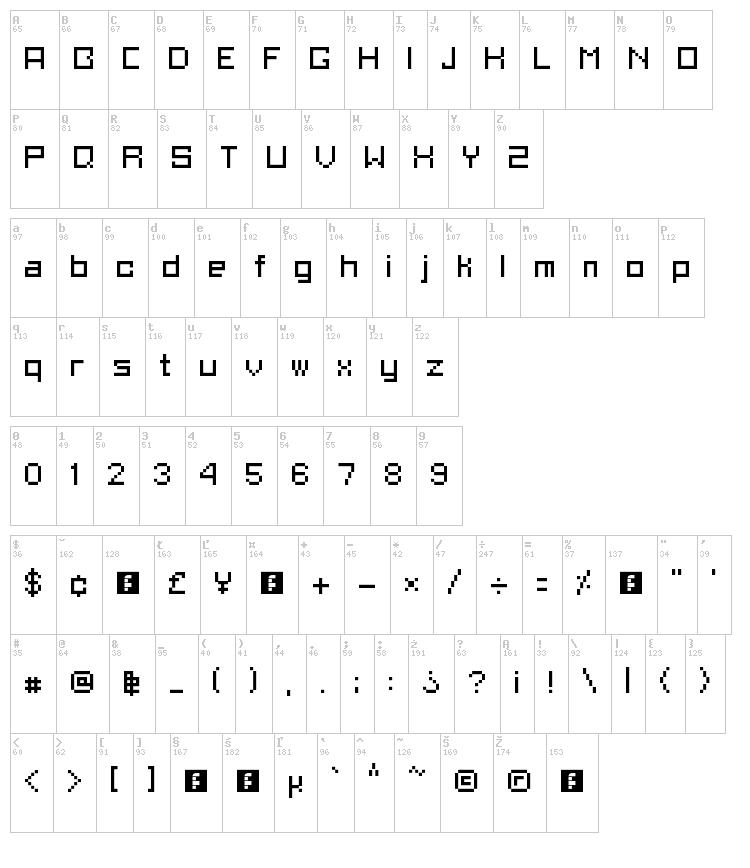 Asai Analogue font map